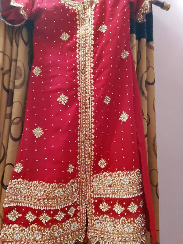 wedding shararah red color fully heavy embroided 6