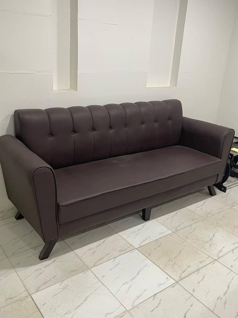 Leather 3 seater office sofa 1