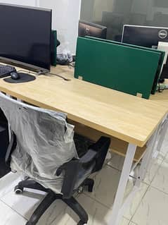 Workstation 2'x3' with attached soft board and chairs