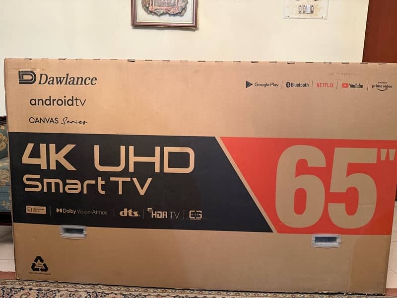 Dawlance 65" 4K Canvas Series Android TV (G3A) - Barely Used 2