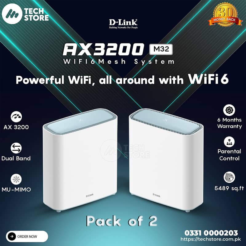 Dlink Eagle Pro AX3200 M32 WiFi 6 Mesh System Pack of 2 (Branded Used) 0