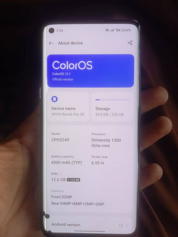 oppo reno 6 pro 5g 12+12 256gb pta approved read add 6