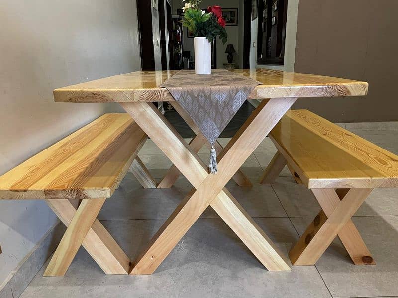 Pine Wood Dining Table Set" Limited Edition 3