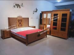 Bed Set - Bedroom Set - Double Bed - Wooden Bed - Bed with Side Table