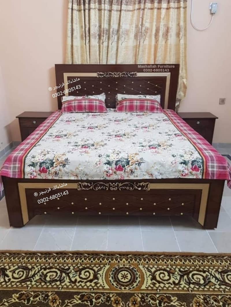 Bed Set - Bedroom Set - Double Bed - Wooden Bed - Bed with Side Table 11