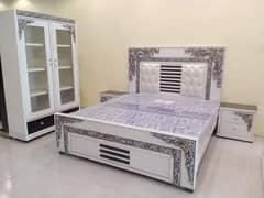 Bed Set - Bedroom Set - Double Bed - Wooden Bed - Bed with Side Table