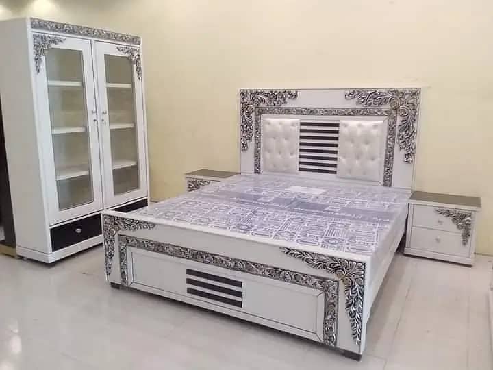 Bed Set - Bedroom Set - Double Bed - Wooden Bed - Bed with Side Table 0