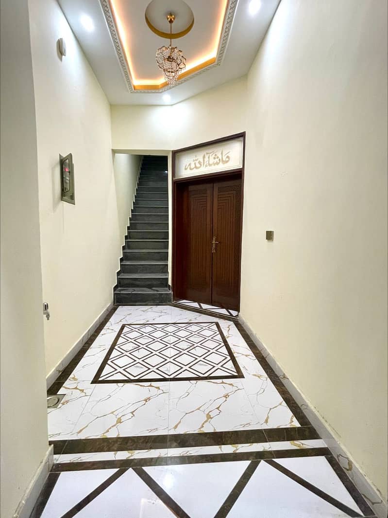 Newly constructed 3.75 Marlas house  AAA quality construction  3 bedrooms  4 washrooms Spanish design drawing room Spanish design TV lounge  2 kitchens Separate entrance for both floors Time Ceramics (AAA quality construction) Sunny Ceramics Bathroom Fix 5