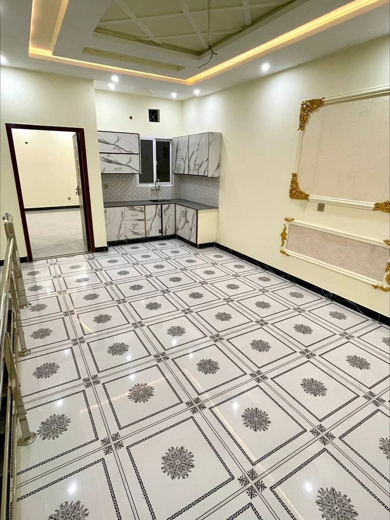 Newly constructed 3.75 Marlas house  AAA quality construction  3 bedrooms  4 washrooms Spanish design drawing room Spanish design TV lounge  2 kitchens Separate entrance for both floors Time Ceramics (AAA quality construction) Sunny Ceramics Bathroom Fix 7