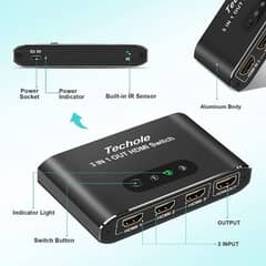 HDMI Switch 3 in 1 Out 4K HDMI Switcher Splitter, 4k/2K Aluminum