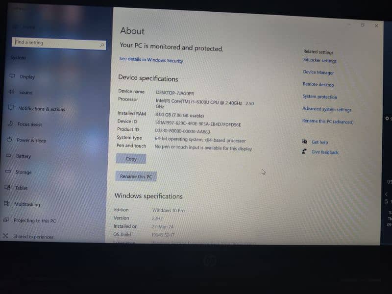 hp Probook For sale 8gb 400gb 6th genration 3