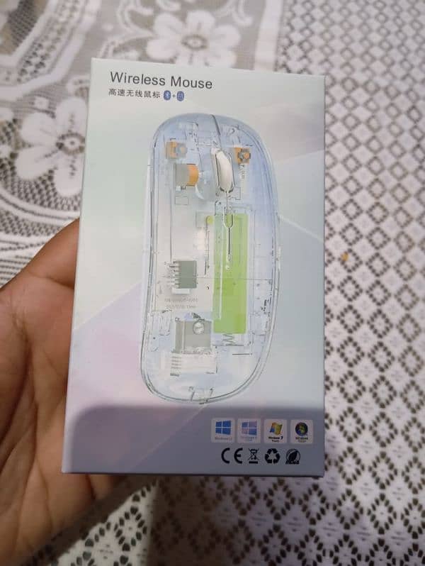 New Transparent Wireless+bluetooth Dual-mode Rechargeable Mouse 0