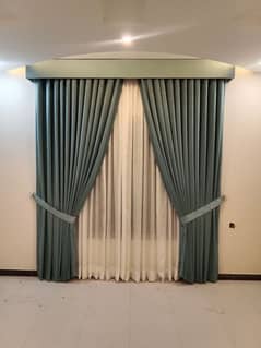 double curtains with box