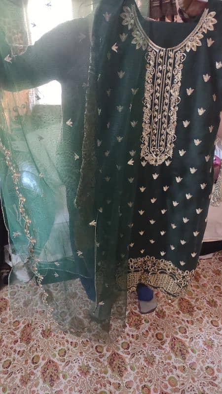 wedding dress  3 piece kameez shalwar with orgenza duppata 3