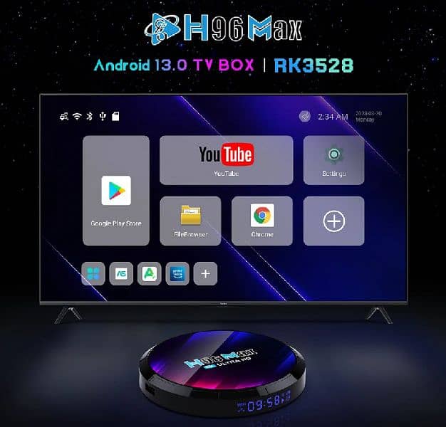 H96 Max For Led Lcd Android Tv 13.0 Version Tv Box 4+64gb 7