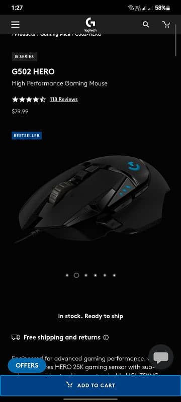 G502 HERO High Performance Gaming Mouse 0