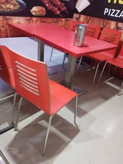 8 chairs 2 table red & Waite