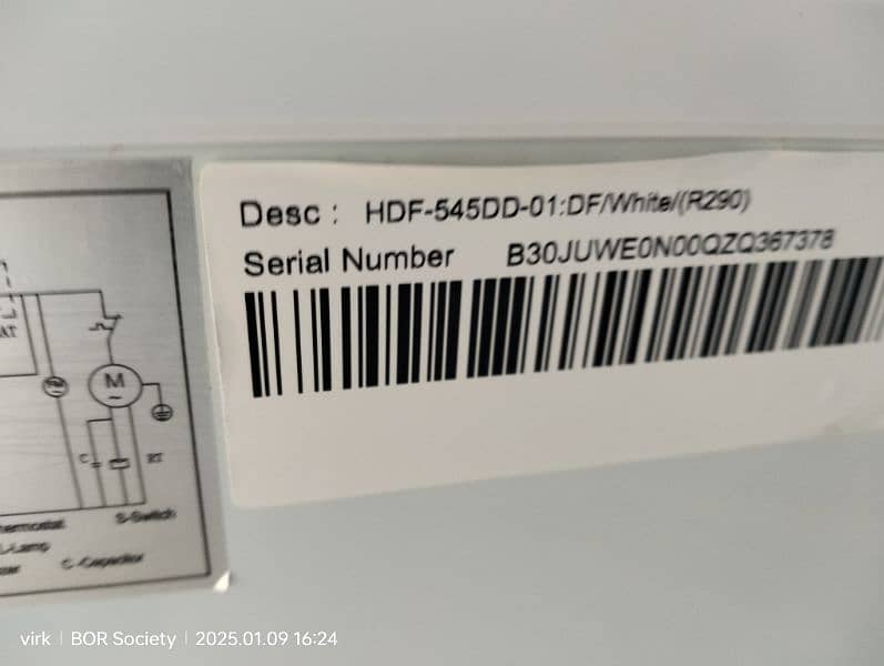 Haier Freezer Jumbo Size Model HDF-545FC (0312)(4645208)(0321(0807777) 14