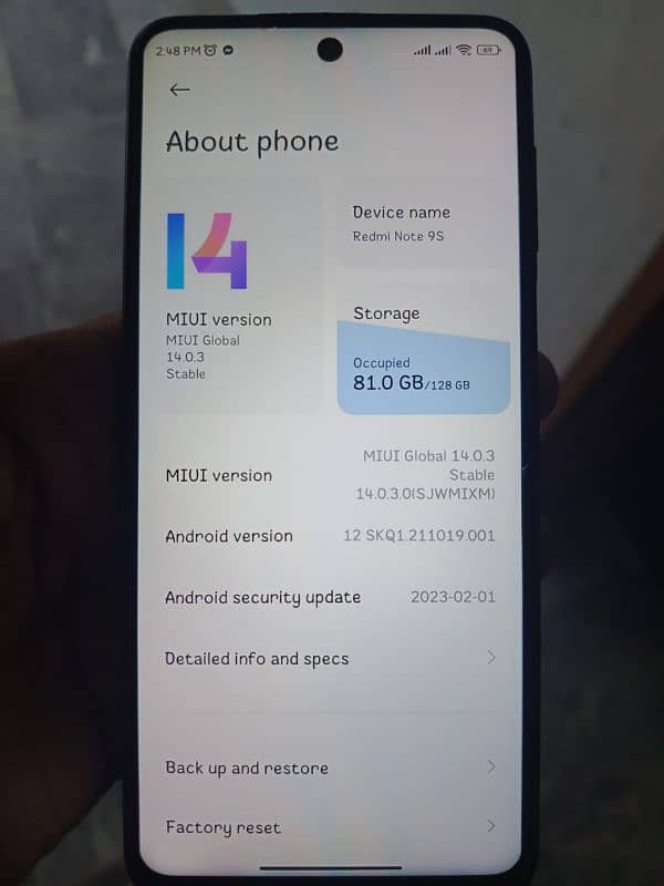 Mi Note 9s Good Condition Urgent Sale 7