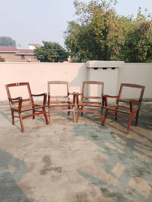 Pure Wooden 4pcs Chair Frame with 4 wire bundles 0