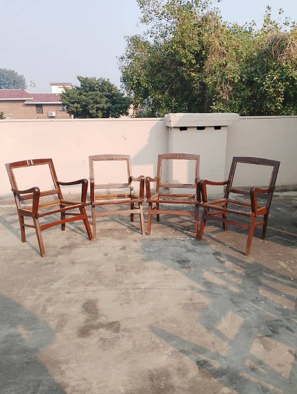 Pure Wooden 4pcs Chair Frame with 4 wire bundles 2