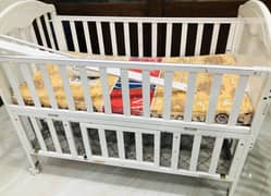 Wooden Cot - White (With MoltyFoam Mattress)