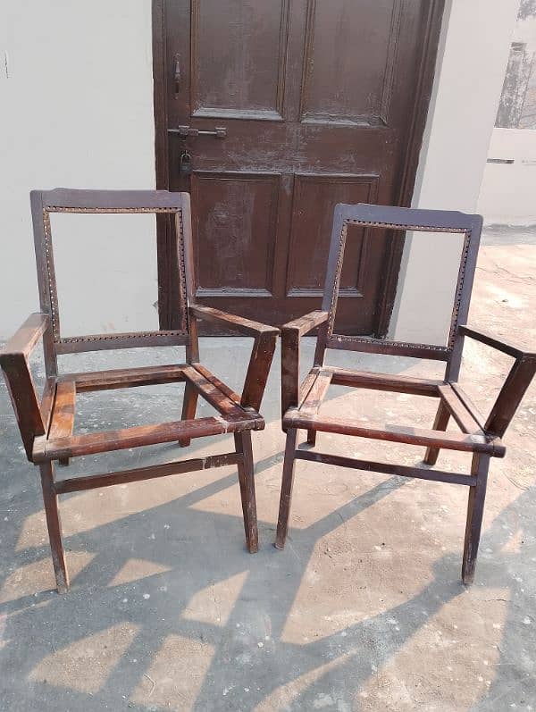 2Pcs Pure Wooden Chairs Frame with 2 wire bundles 0