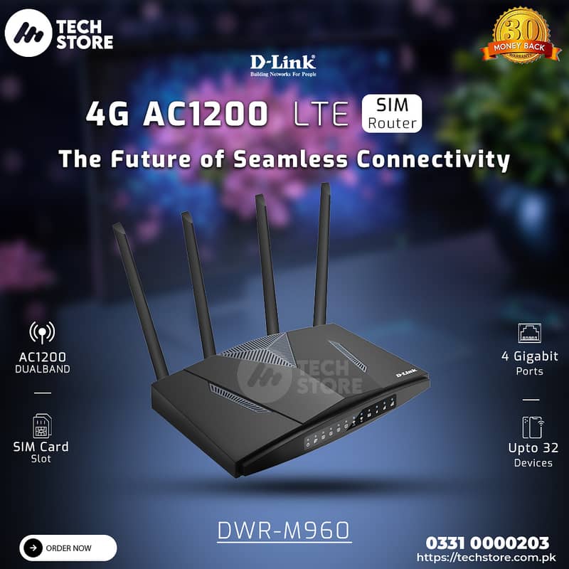 4G LTE SIM Router Dlink AC1200 M960 Official PTA Approved (With box) 0