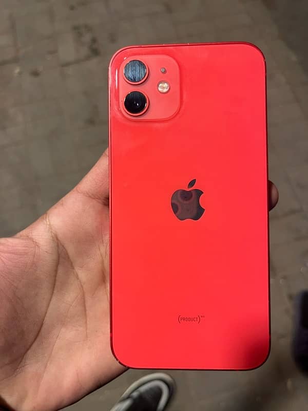 I phone  red colour 12 JV 64 gb sim time 4 month 10/9 6