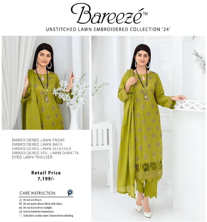 Original Bareeza Embroidered Lawn Suit 4