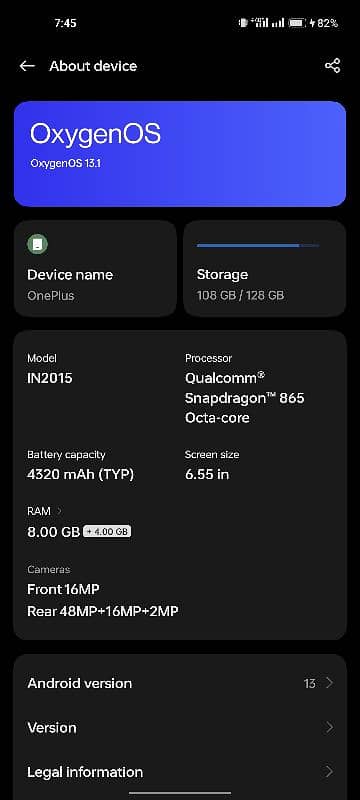 oneplus 8 8/128 dual PTA approved 2