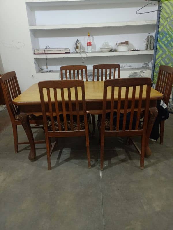 Wooden Dinning table with 6 chairs for sale 4