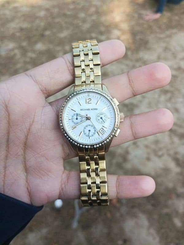 Michael kors branded white/yellow gold toned steel watch Ref:MK-5019 0