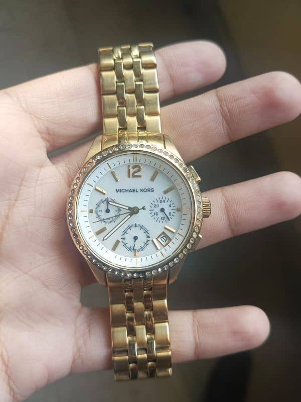 Michael kors branded white/yellow gold toned steel watch Ref:MK-5019 1