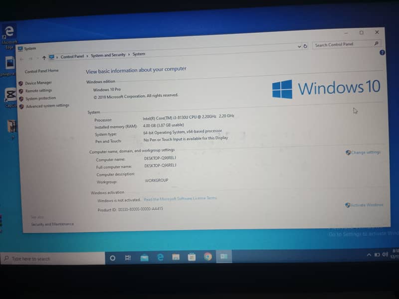 Laptop I3 8th Gen with 4 GB RAM and 1 TB hard 2