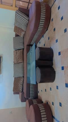 L shaped sofa set ,  brown in colour . avaliable in Separate pieces