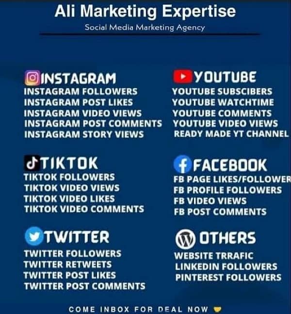 TikTok or instagram or facebook or YouTube or sevice 1