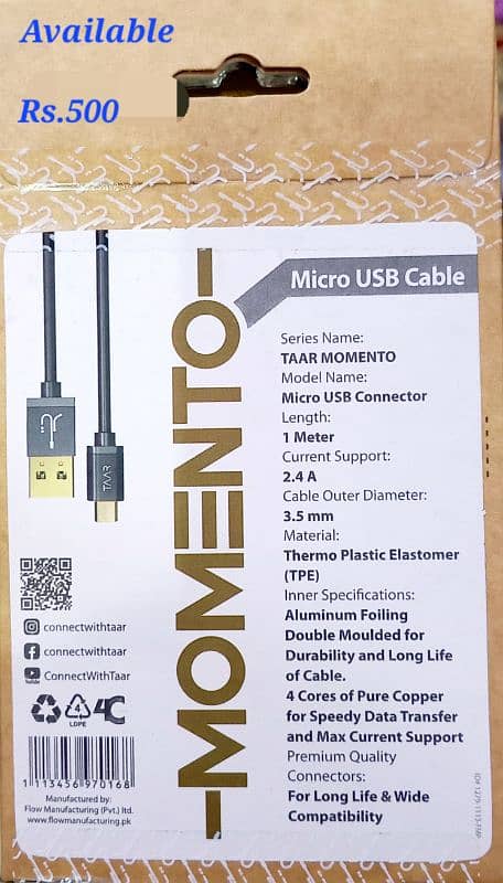 Original Charger and data cables,TAAR 3