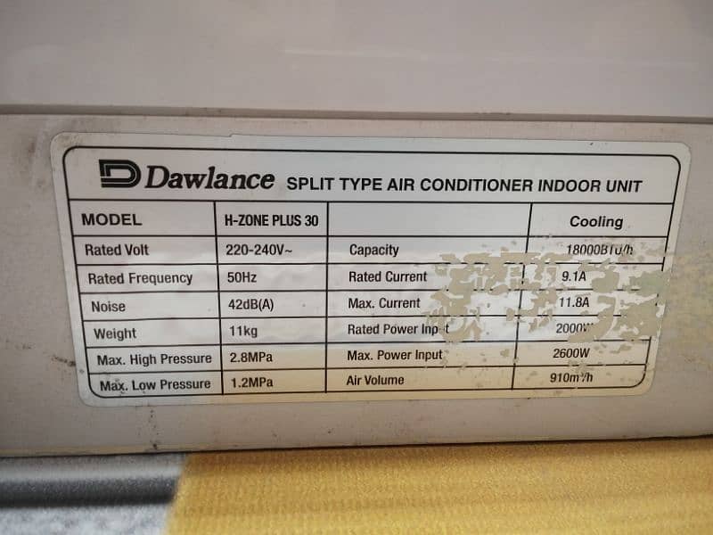 Dawlance Split AC 1.5 Ton Running Condition 1