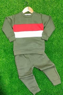 STYLISH BOYS COTTON FLEECE TRACKSUIT–2 PCS SET,GREEN