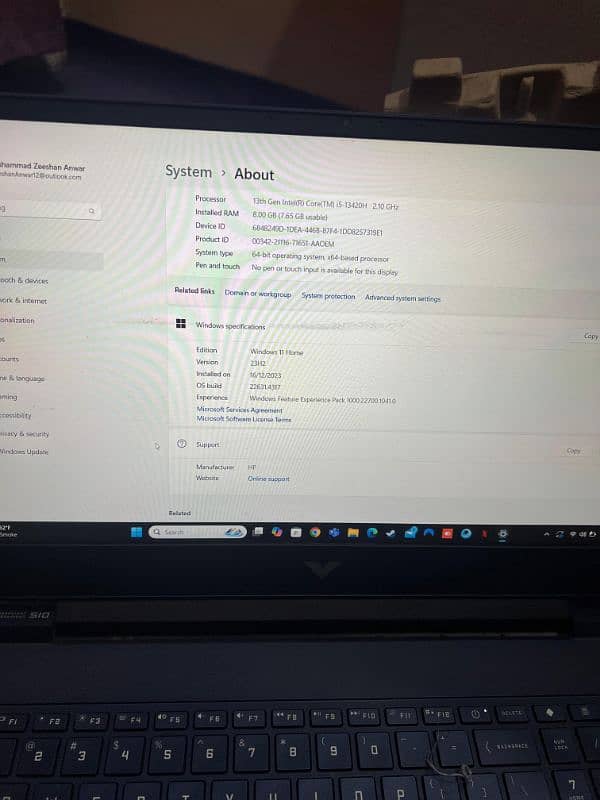 Hp Victus  8GB/512GB RTX3050 7