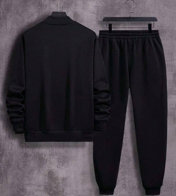 Men's Fleece zipper track suit - 2pcs in black 2