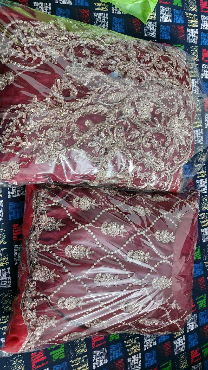 Bridal lehnga with golden work on it Frock and beautiful dupata 3