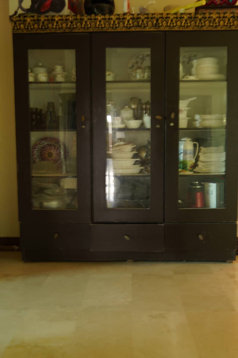 Title:   3 door Showcas for sale/Almari/wooden cupboard for sale 0