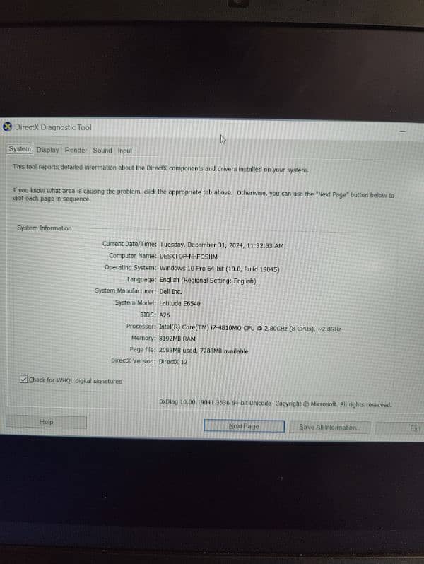 Dell E6540 i7 4810MQ updated processor 5