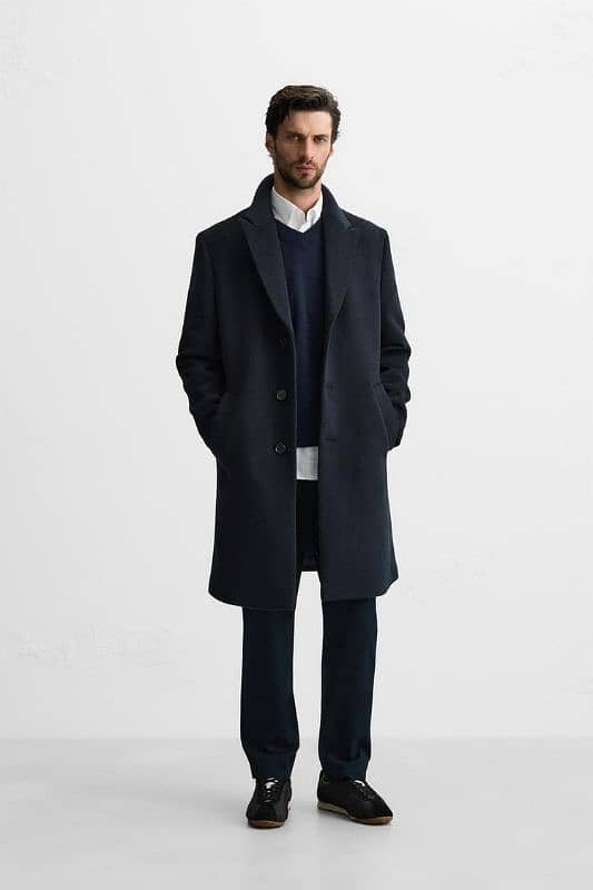 ZARA Men Wool Long Blazer Coat 3