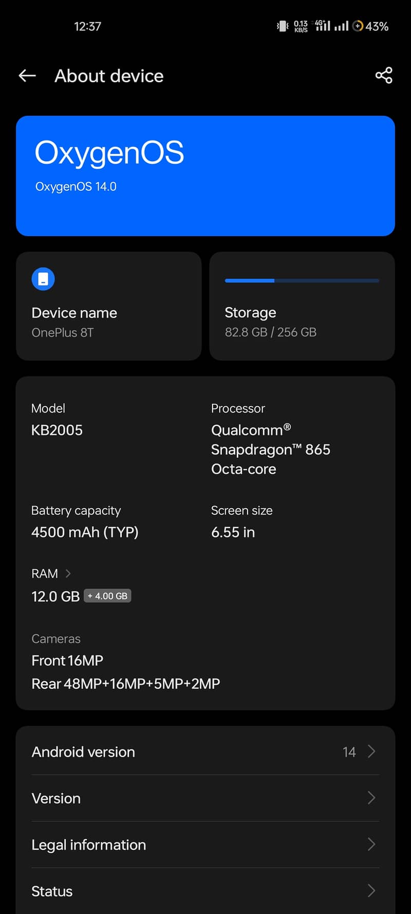 OnePlus 8T PTA approved 12/256 4