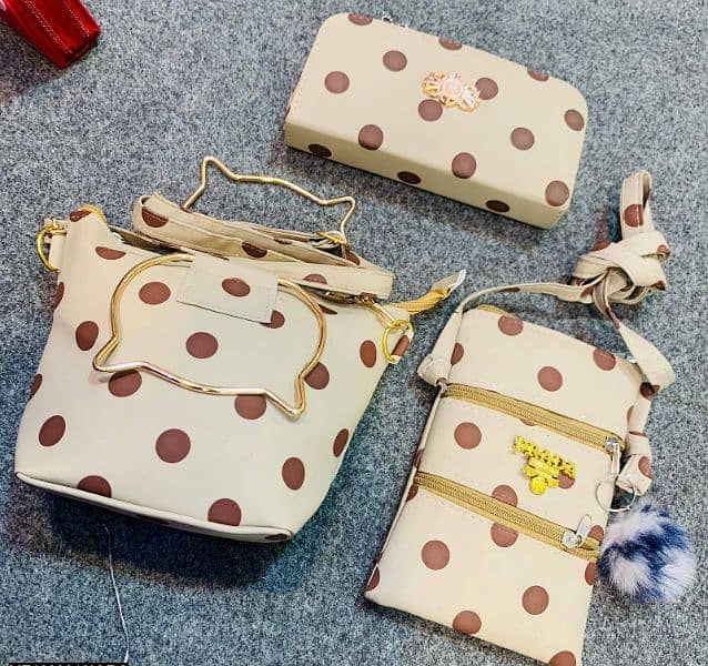 3 PCs Women Polka Purse 0