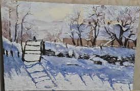 Snowy landscape painting 3D Claude Monet recreation