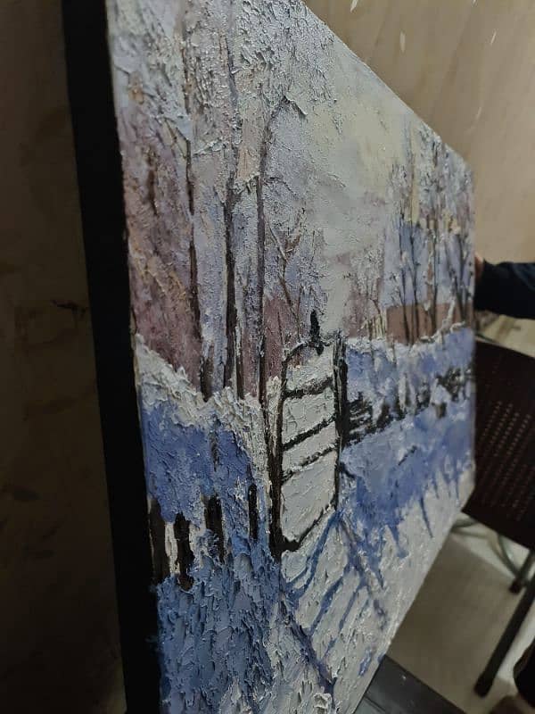 Snowy landscape painting 3D Claude Monet recreation 2